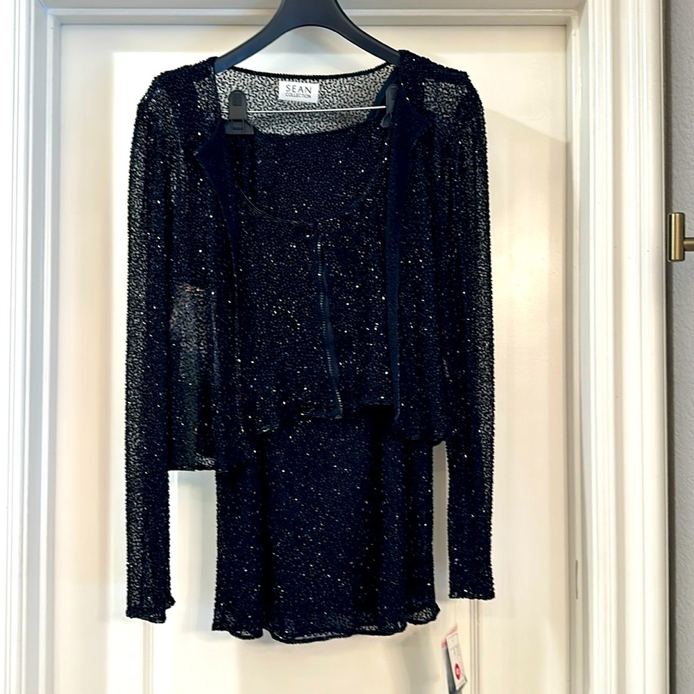 Ladies size small Sean collection, black beaded, three-piece with skirt